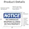 Signmission No Concealed Weapons On Property OSHA Notice Sign, Vinyl Decal, 5in W x 3.5in L, 2PK OS-2PACK-NS-D-35-L-16068 - alternate 3